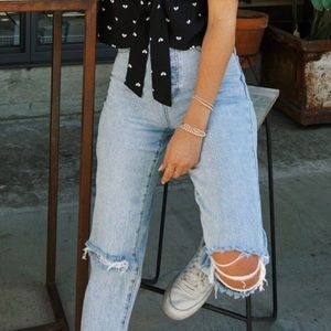 PacSun straight leg marble high rise jeans